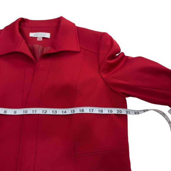 Kasper Womens Red Open-Front Blazer Jacket Size 16 Polyester Blend Long Sleeve - Picture 5 of 16